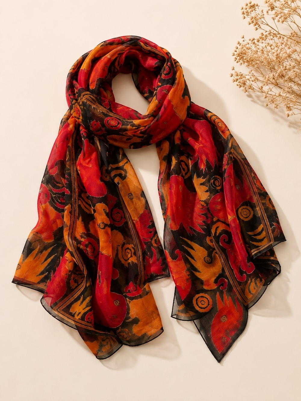 Pucci Orchidee Print 100% Silk Sarong Scarf 39x37 Flawless-NWOT
